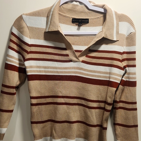 ALMOST FAMOUS Rib Henley Womens Long Sleeve Polo Shirt - Picture 4 of 5